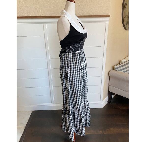 VTG Young Edwardian Arpeja Black & White Gingham Maxi Dress 7 - Picture 8 of 13